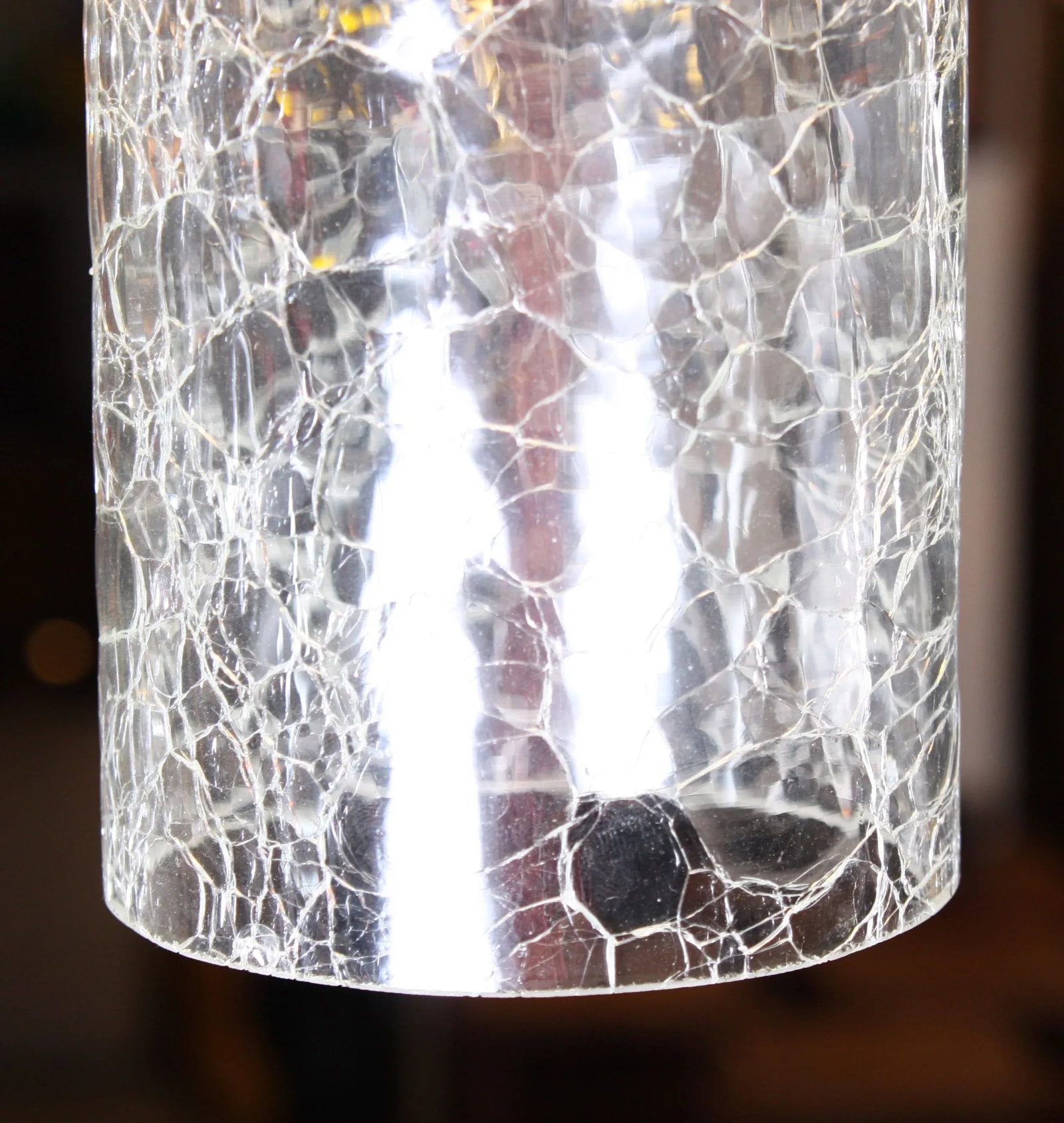 1960s Crackle Glass and Brass Pendants - A Pair - 4