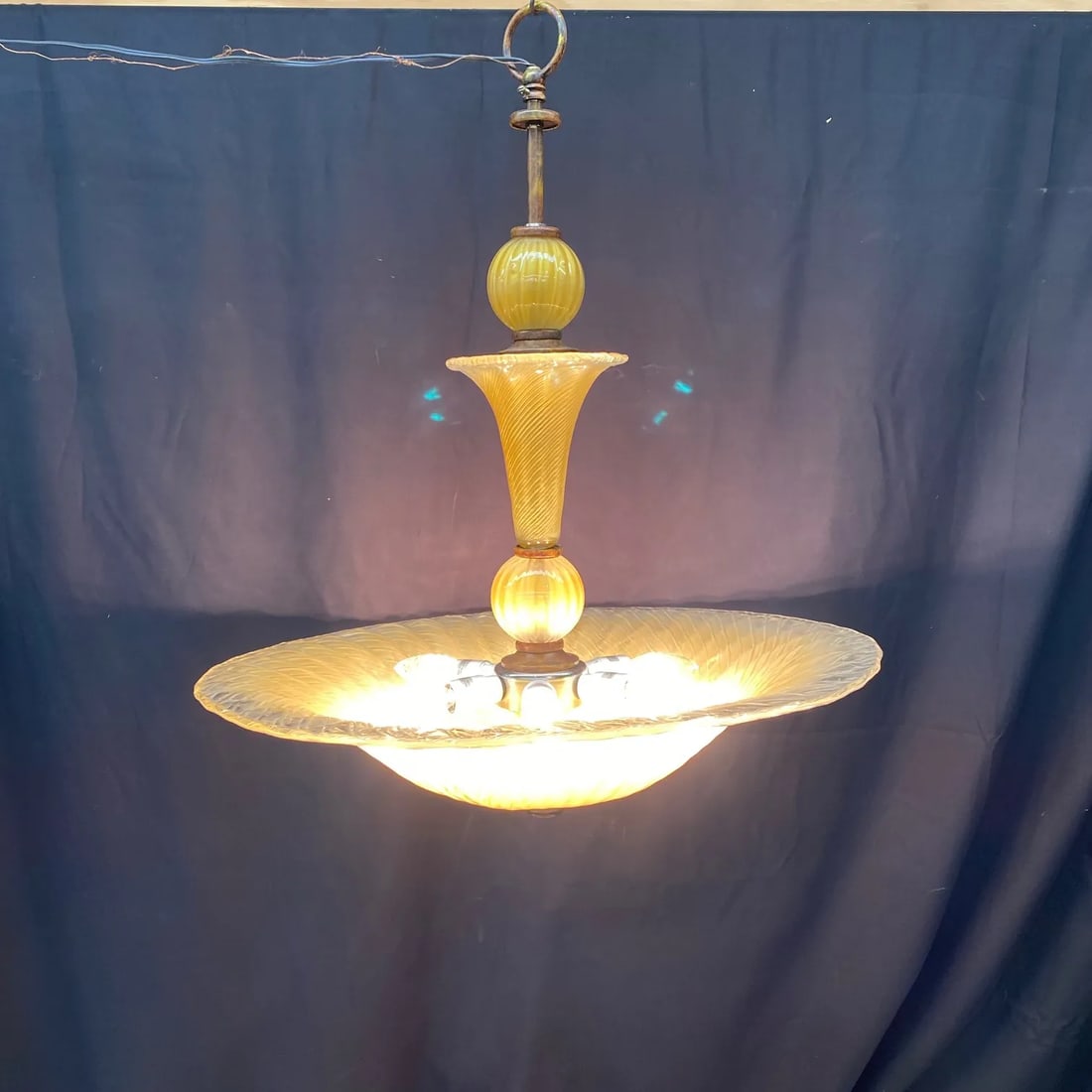 Italian Murano Style Midcentury Glass Ceiling Lamp - 4