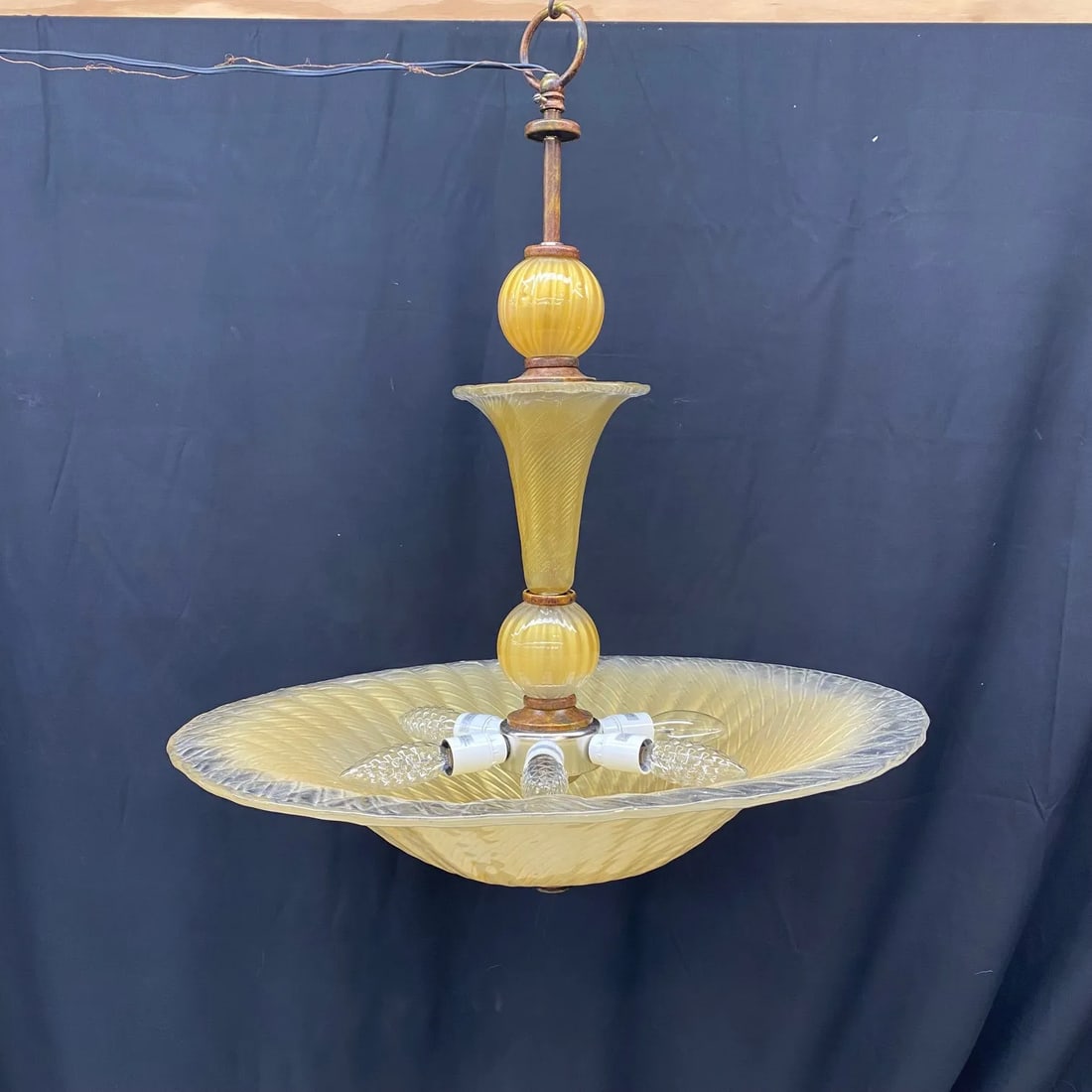 Italian Murano Style Midcentury Glass Ceiling Lamp - 5