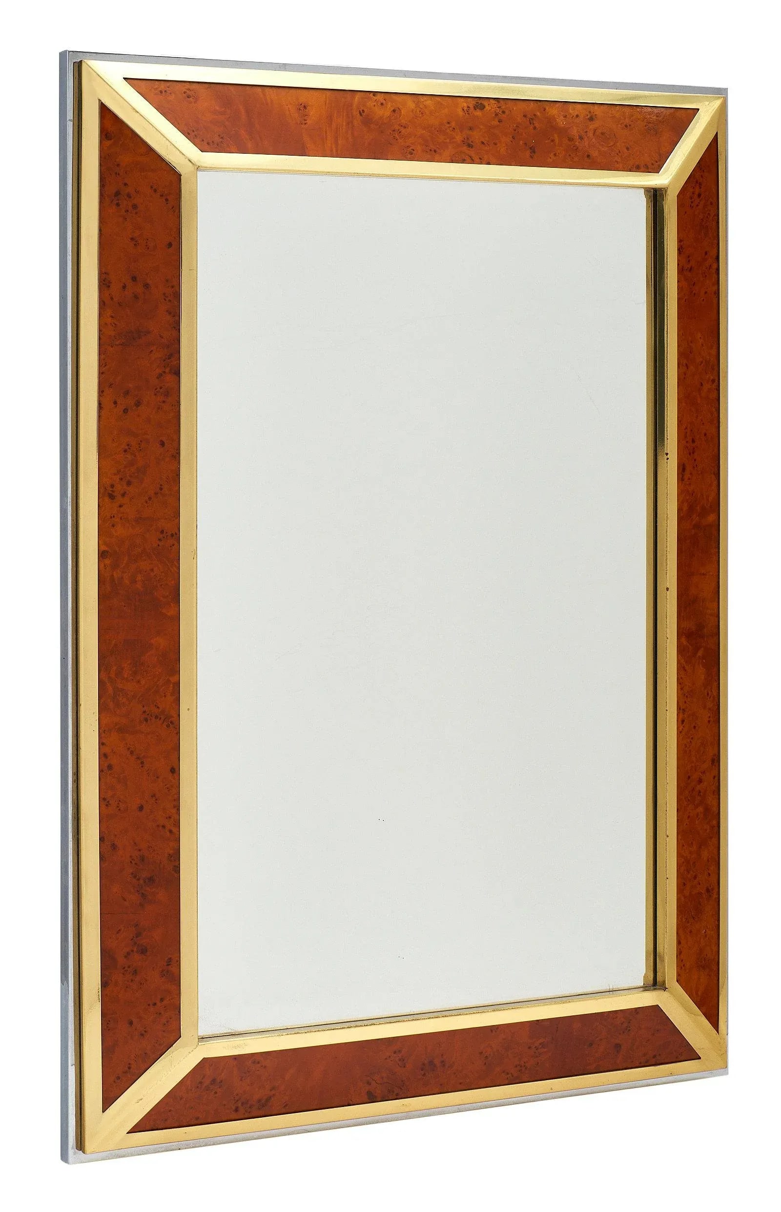 French Modernist Burled Wood Mirror - 2