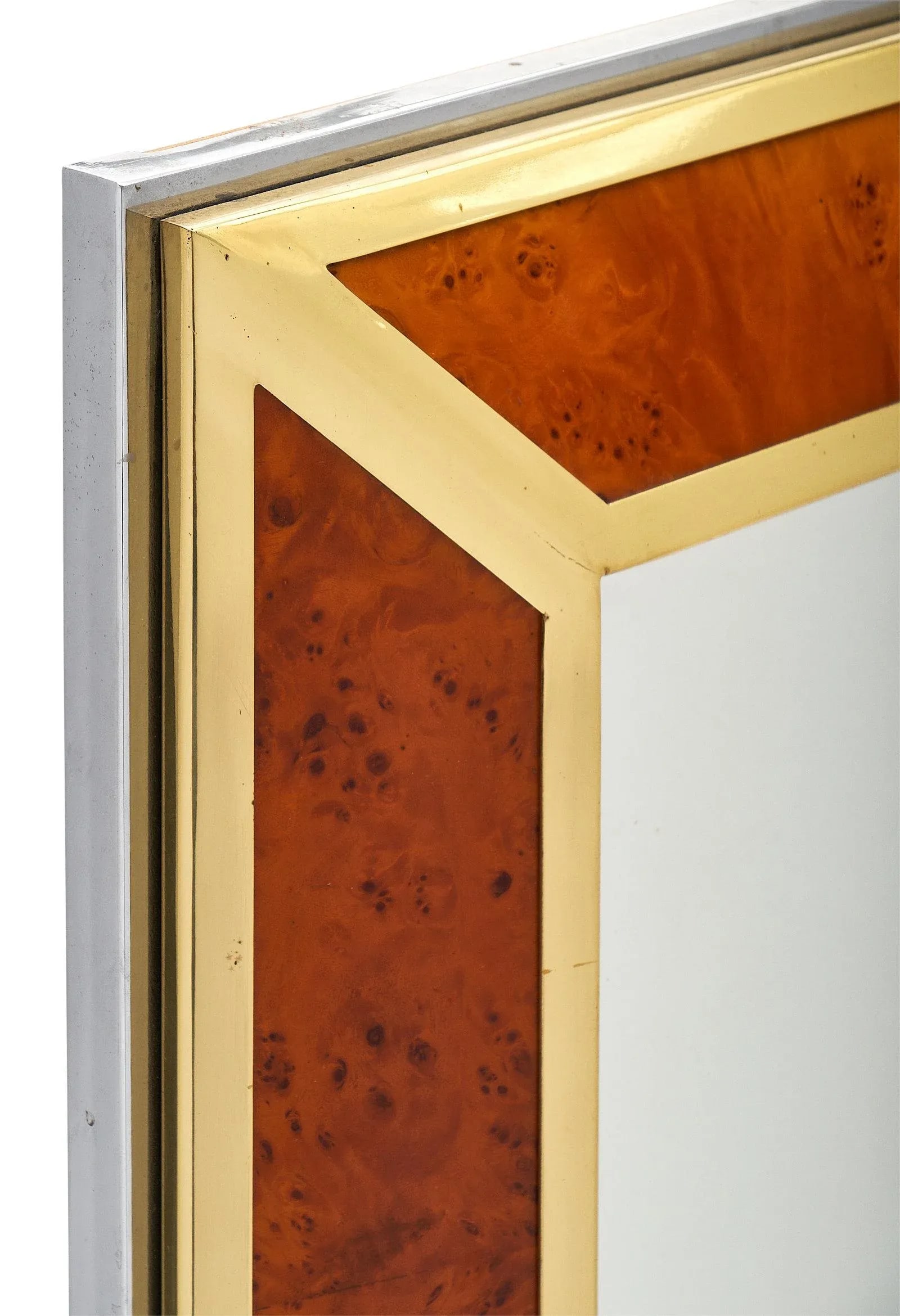 French Modernist Burled Wood Mirror - 4
