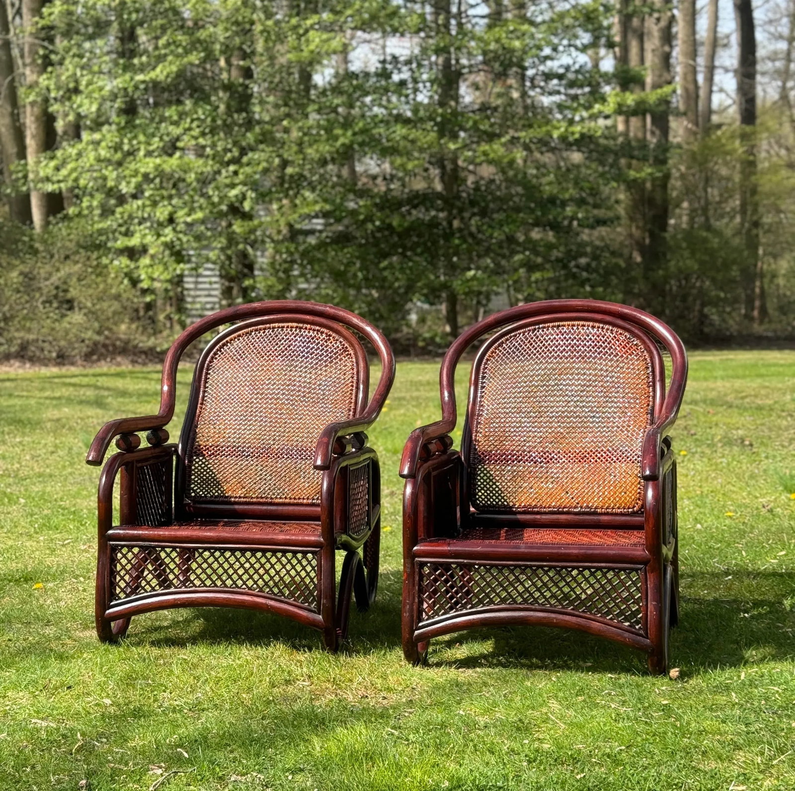 1970s Vintage Patio Bamboo Armchairs - a Pair - 2