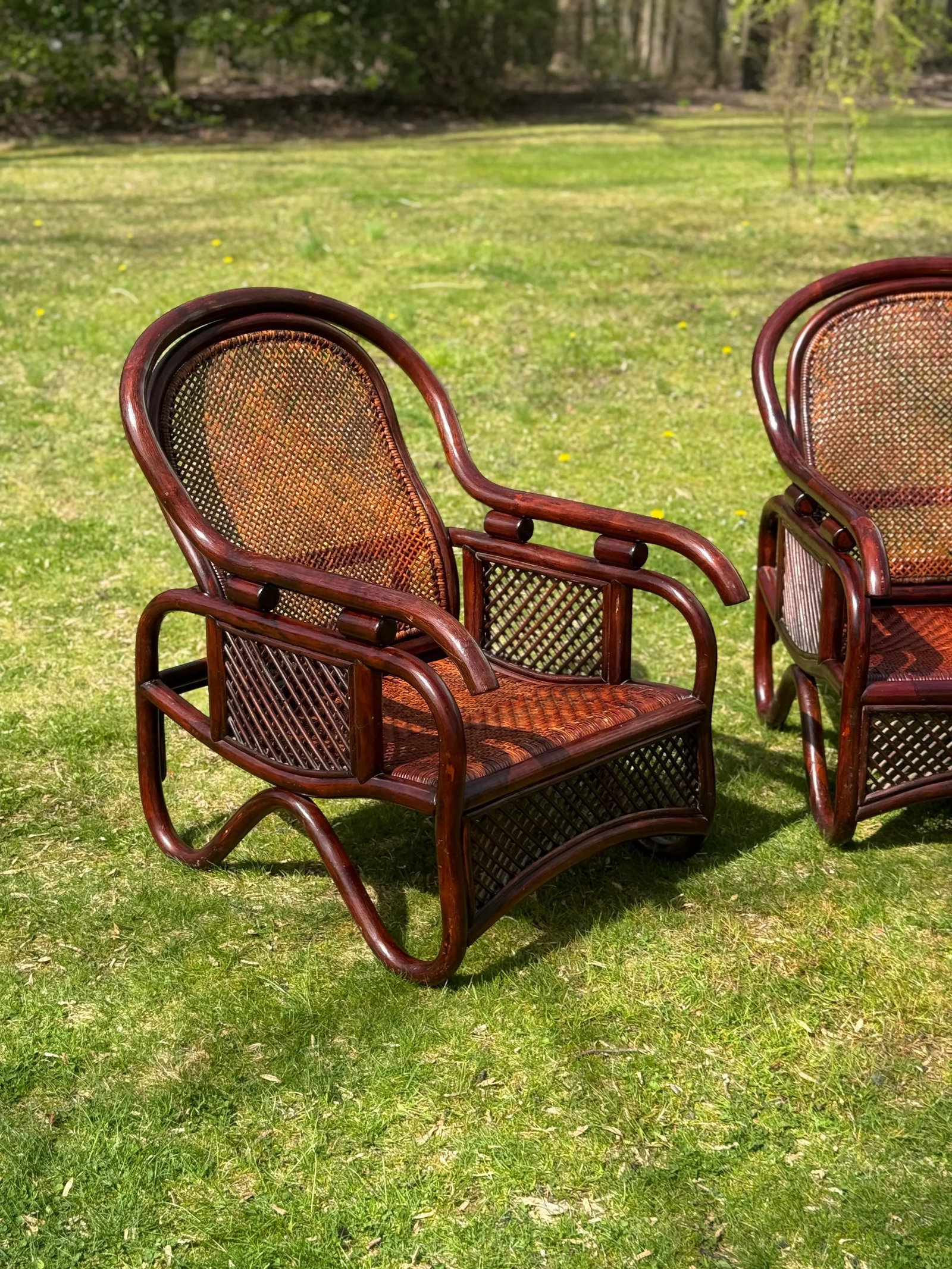 1970s Vintage Patio Bamboo Armchairs - a Pair - 3