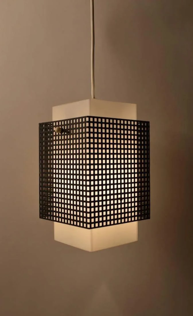 Grid Motif Squared Black and White Pendant Chandelier - 2