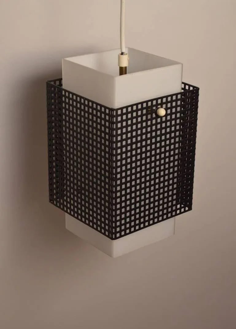 Grid Motif Squared Black and White Pendant Chandelier - 4