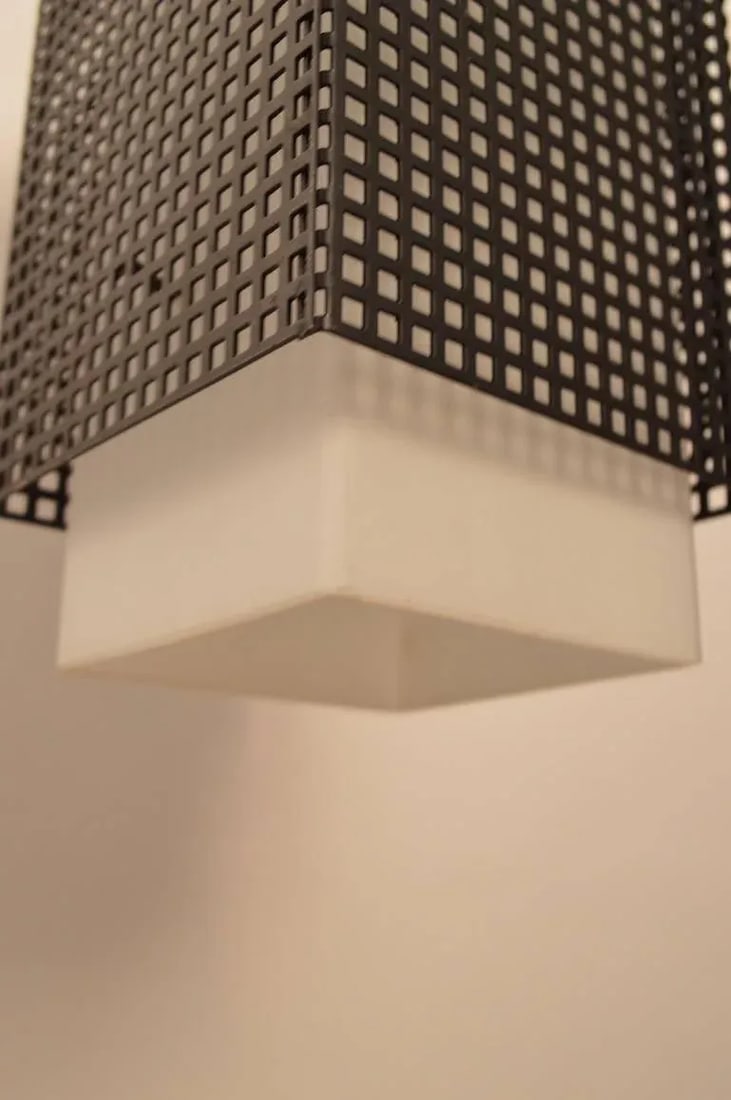 Grid Motif Squared Black and White Pendant Chandelier - 5