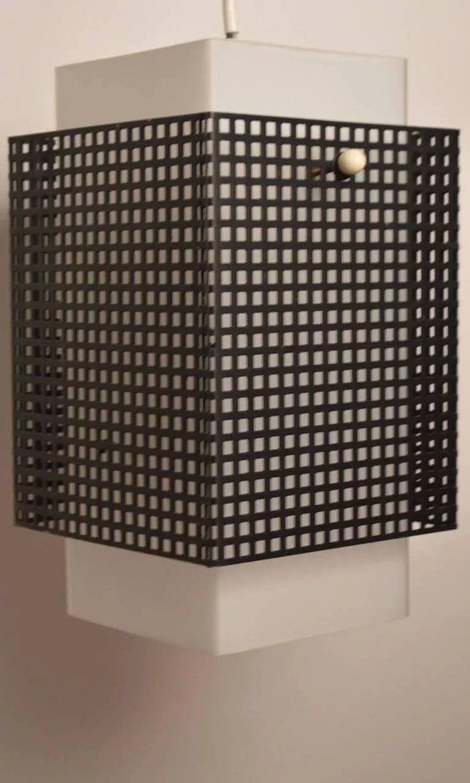 Grid Motif Squared Black and White Pendant Chandelier - 6
