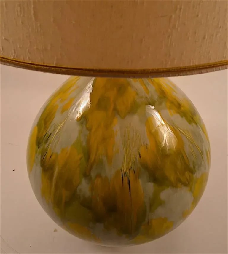 Large Ceramic Drip Glaze Lamp With Original Shade - 2