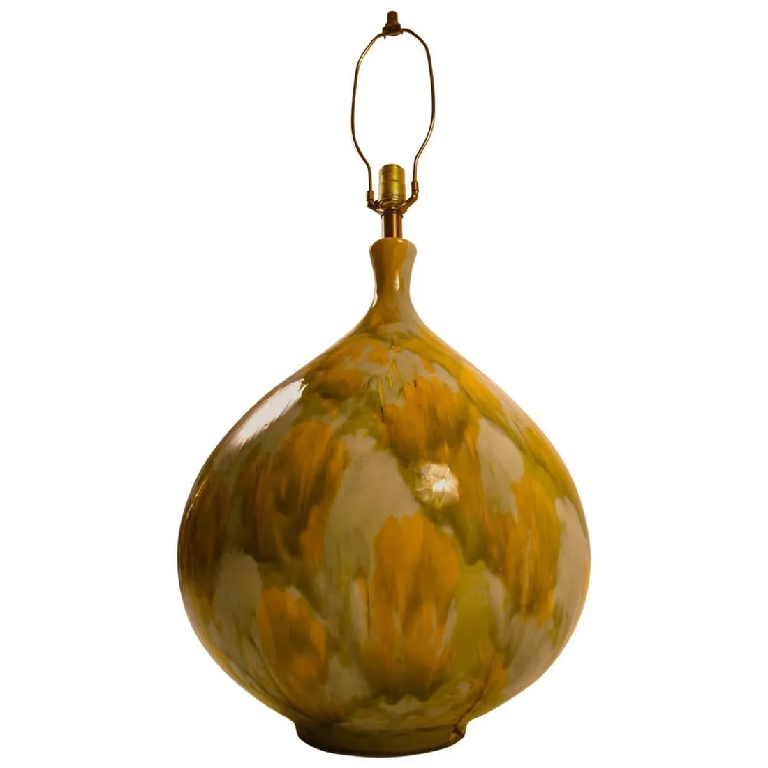 Large Ceramic Drip Glaze Lamp With Original Shade - 9