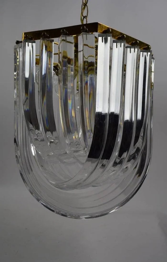 Brass and Lucite Swag Chandelier - 2