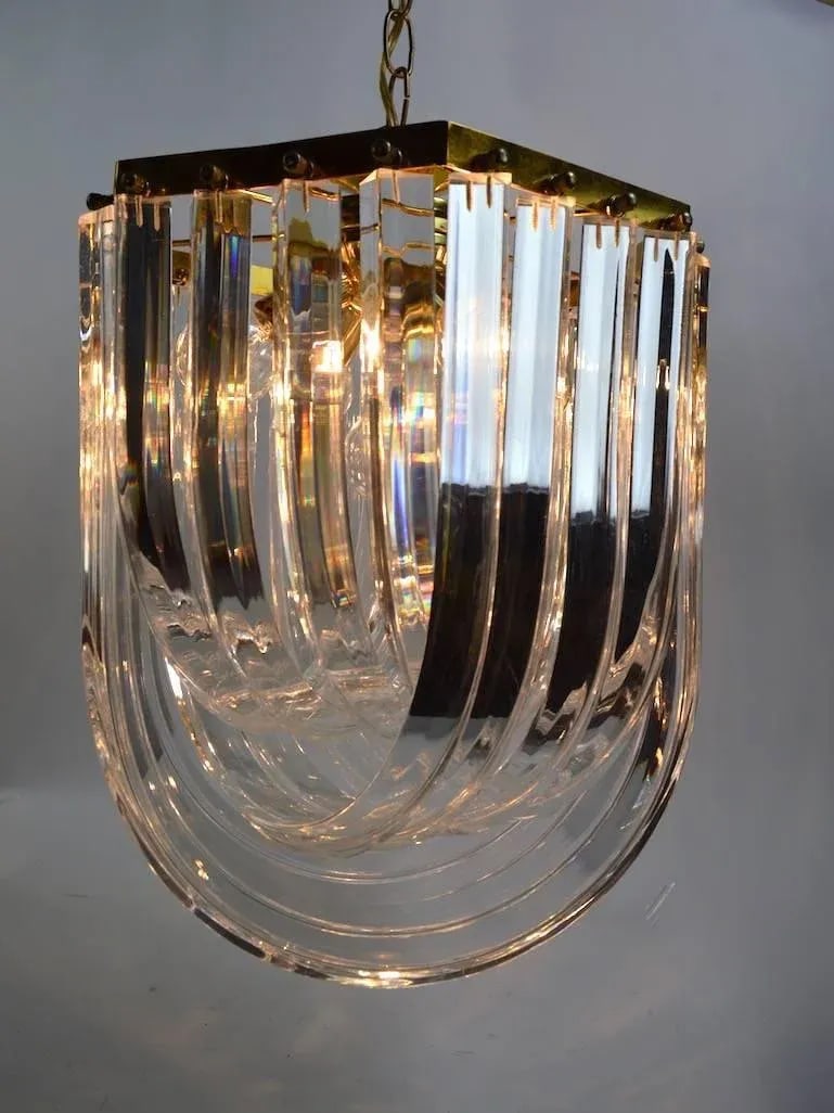 Brass and Lucite Swag Chandelier - 3