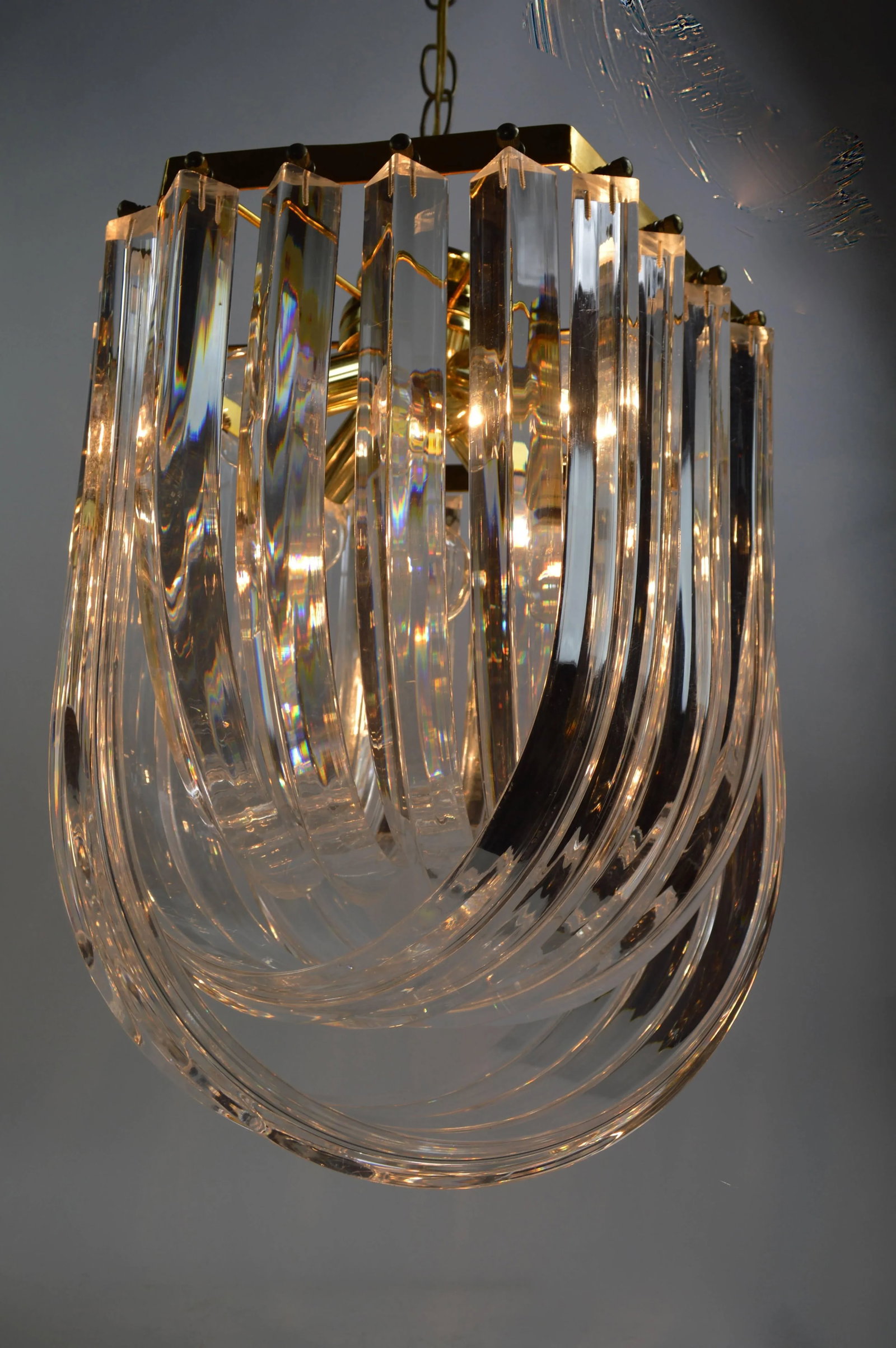 Brass and Lucite Swag Chandelier - 5