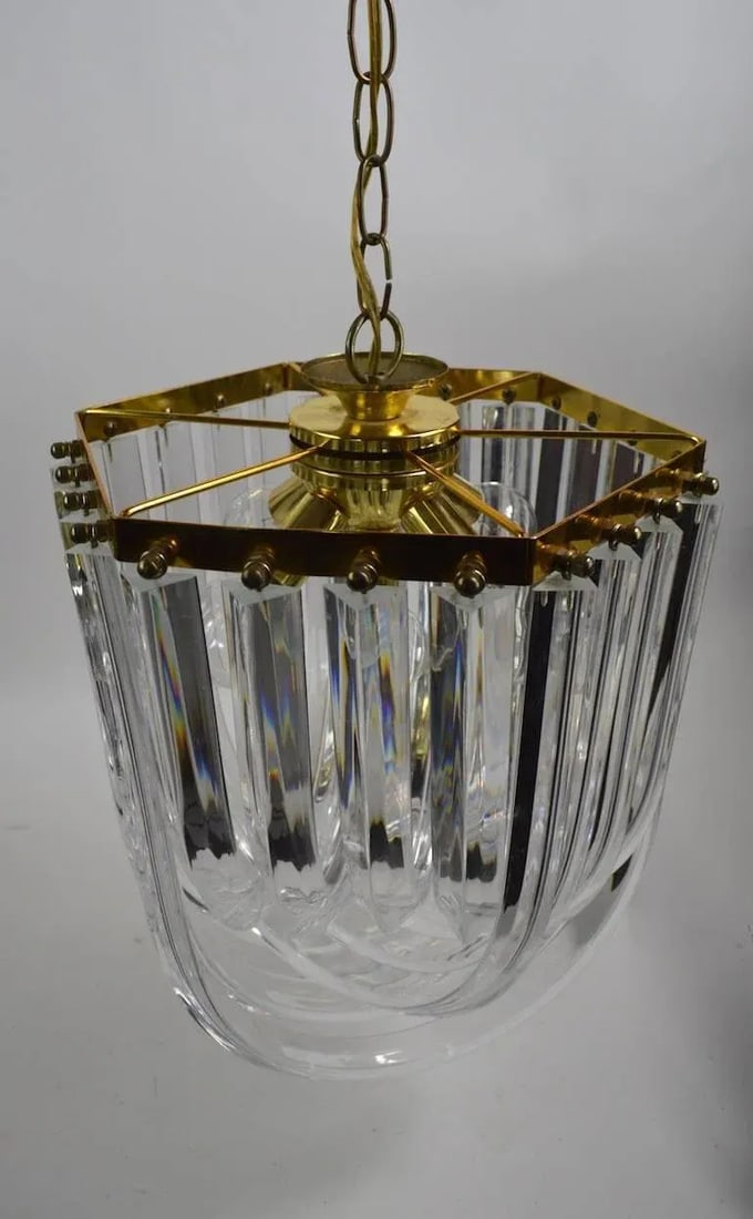 Brass and Lucite Swag Chandelier - 6