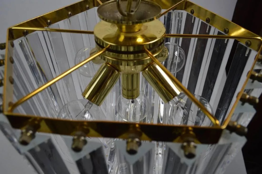 Brass and Lucite Swag Chandelier - 7