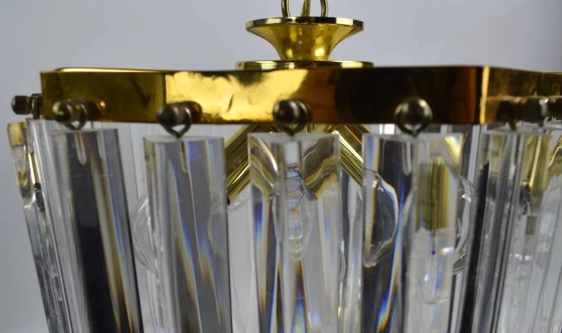 Brass and Lucite Swag Chandelier - 8