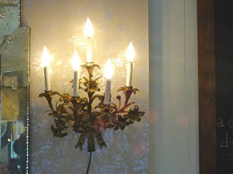Gilded Metal Sconces - a Pair - 2