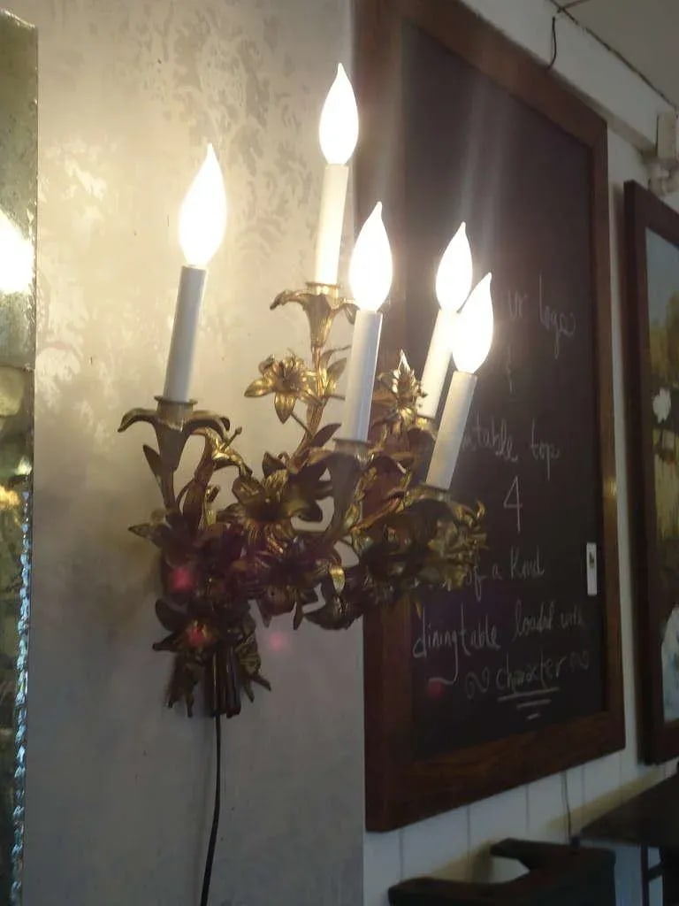 Gilded Metal Sconces - a Pair - 3