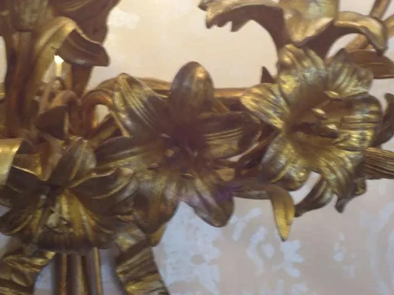 Gilded Metal Sconces - a Pair - 5