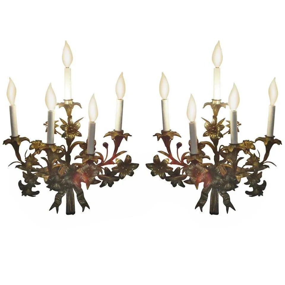 Gilded Metal Sconces - a Pair - 6
