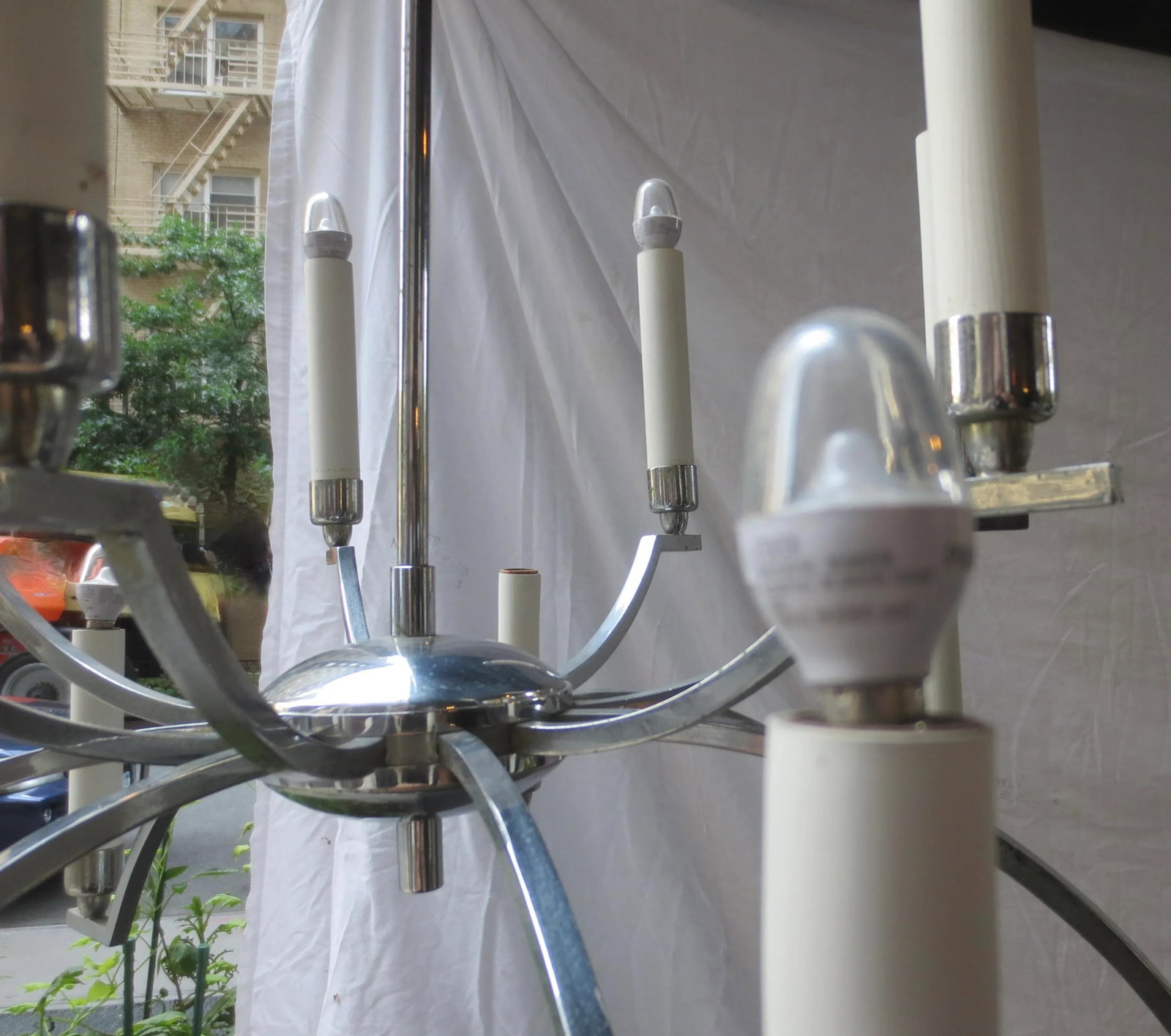 Mid-Century 14 Light Chrome Chandelier - 11