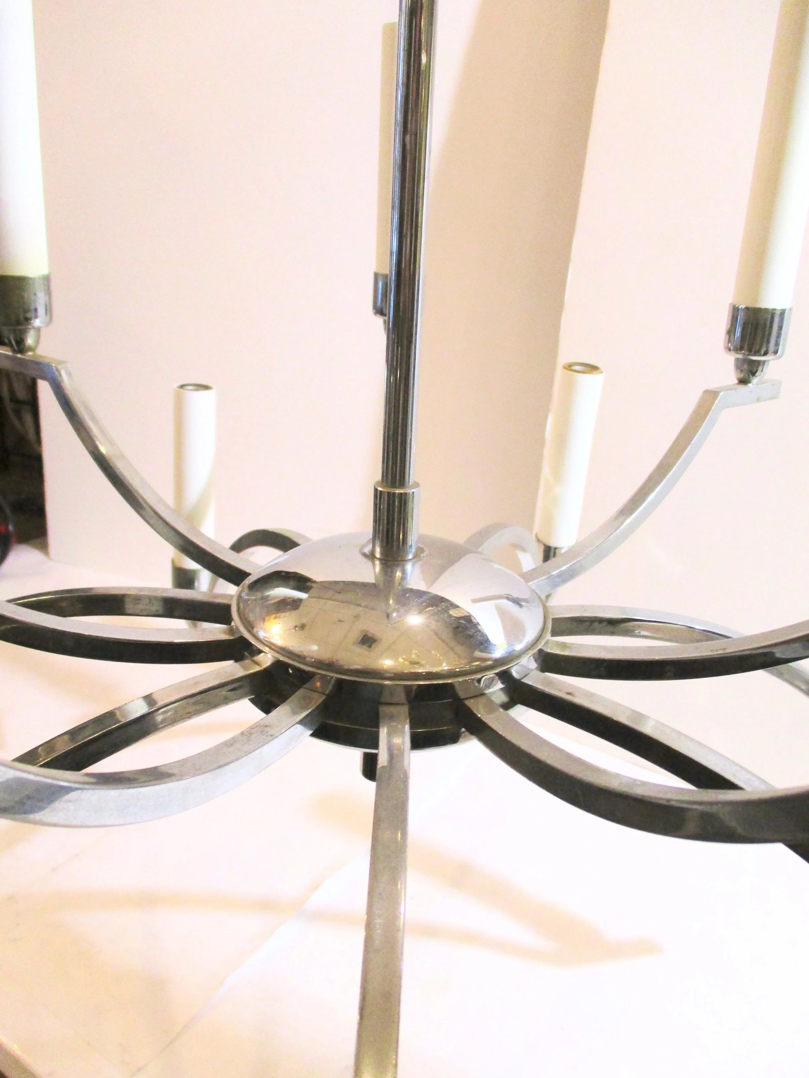 Mid-Century 14 Light Chrome Chandelier - 3