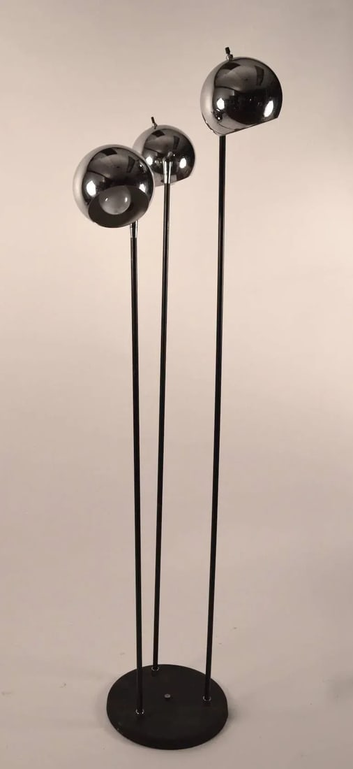 Chrome Ball Adjustable Floor Lamp With Black Base and Stems - 2