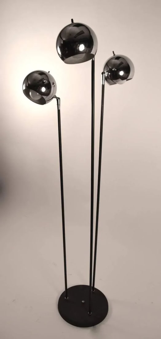 Chrome Ball Adjustable Floor Lamp With Black Base and Stems - 3