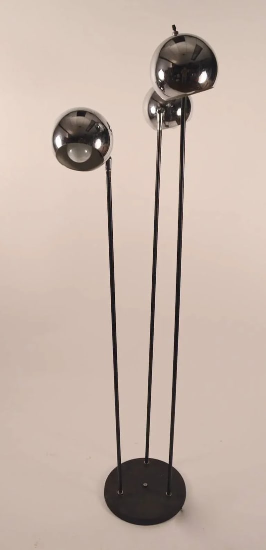 Chrome Ball Adjustable Floor Lamp With Black Base and Stems - 6