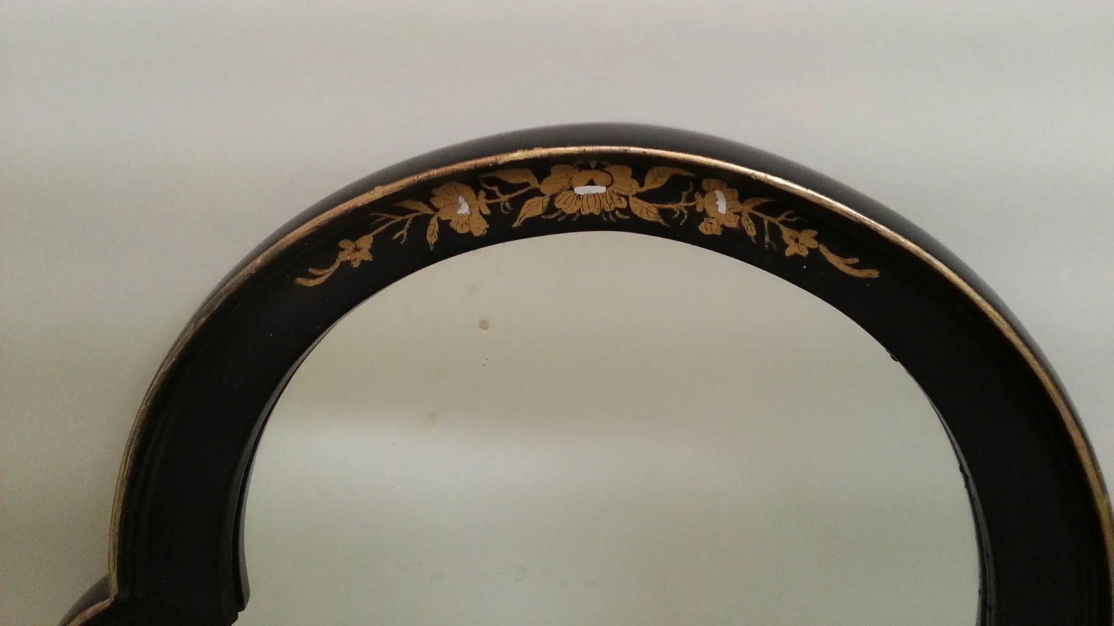 Vintage Black Lacquer Mirror With Gilt Decoration - 2