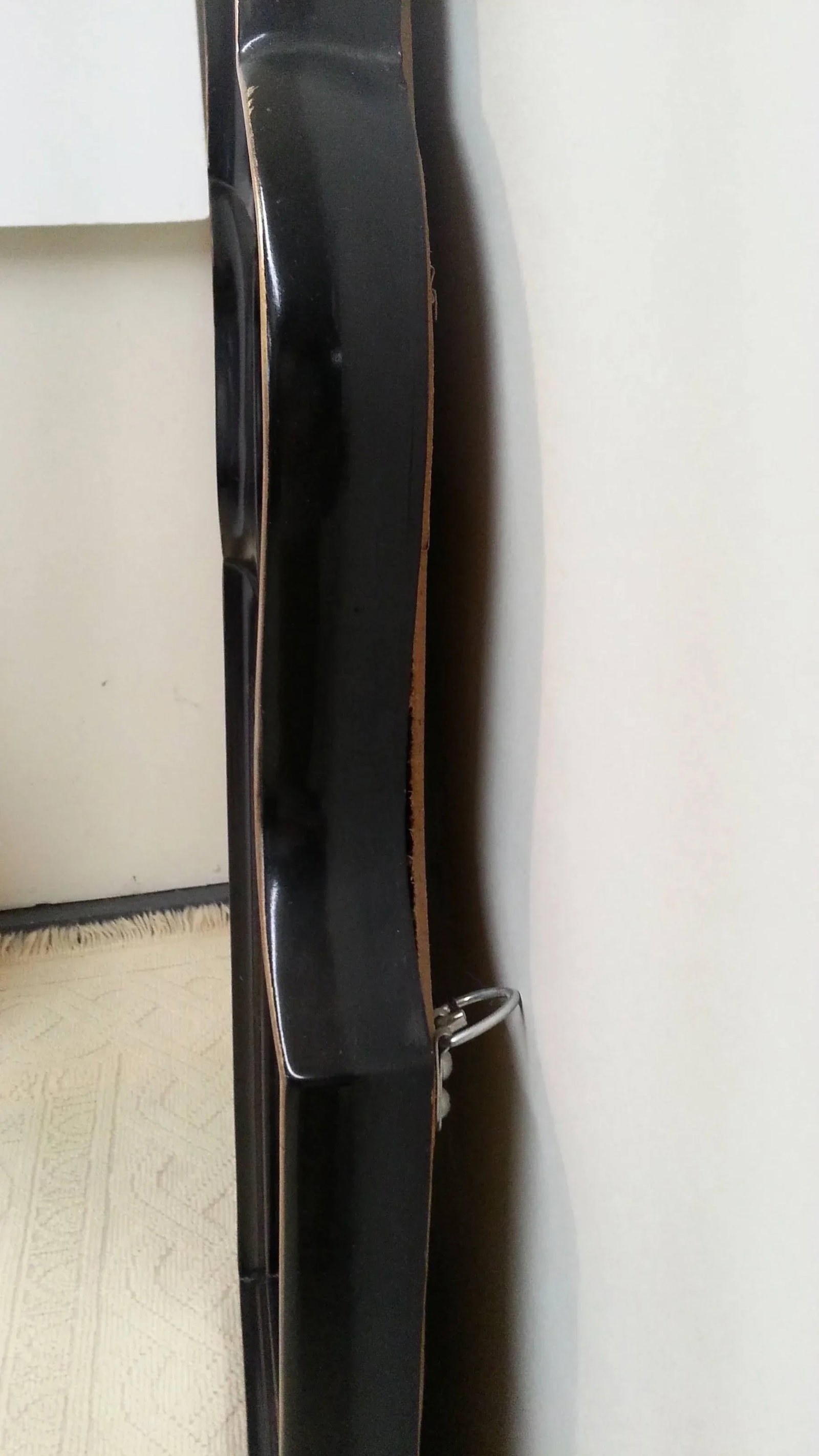Vintage Black Lacquer Mirror With Gilt Decoration - 3