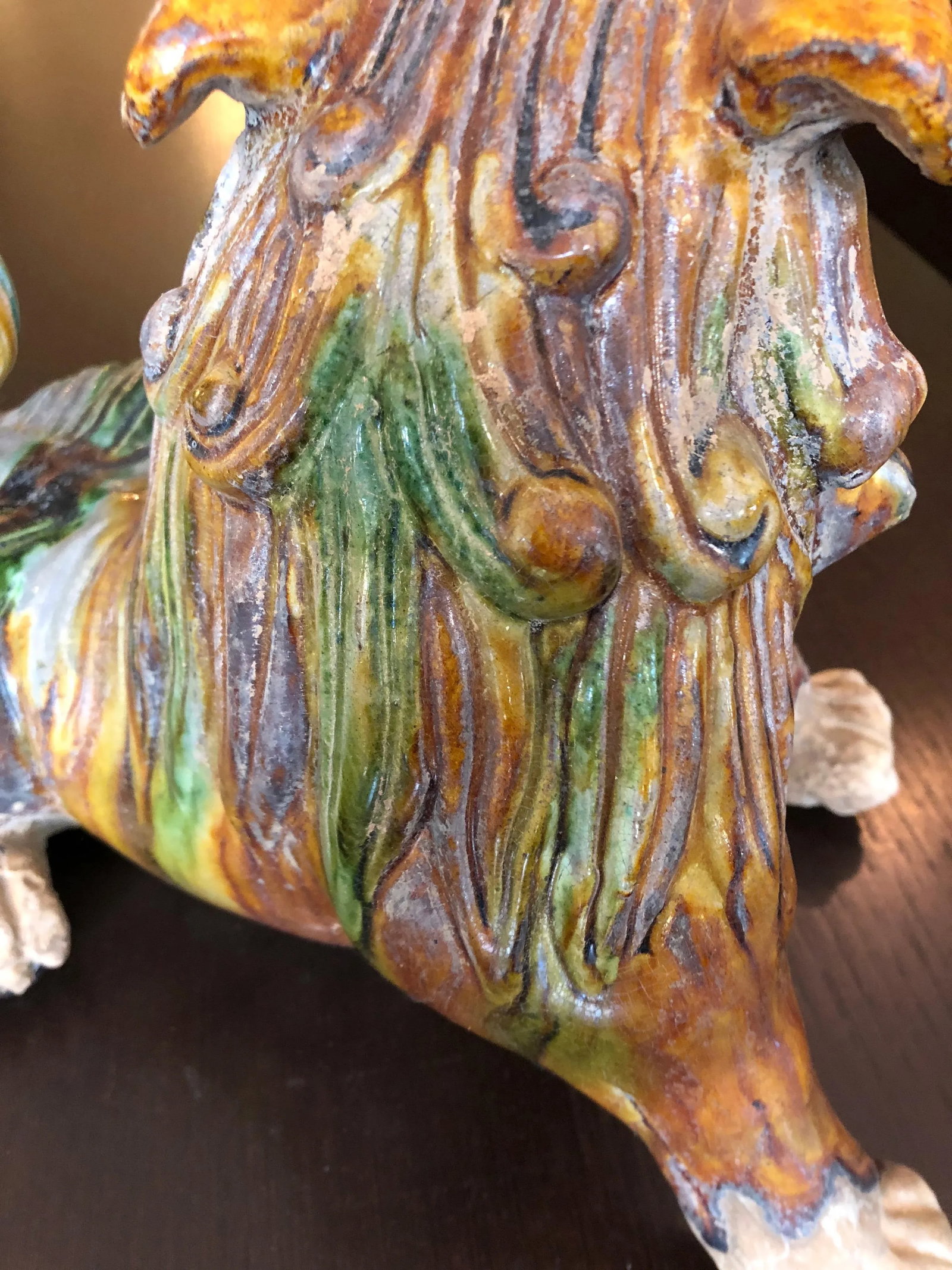 Striking Ceramic Chinese Foo Dogs Sculptures - a Pair - 11
