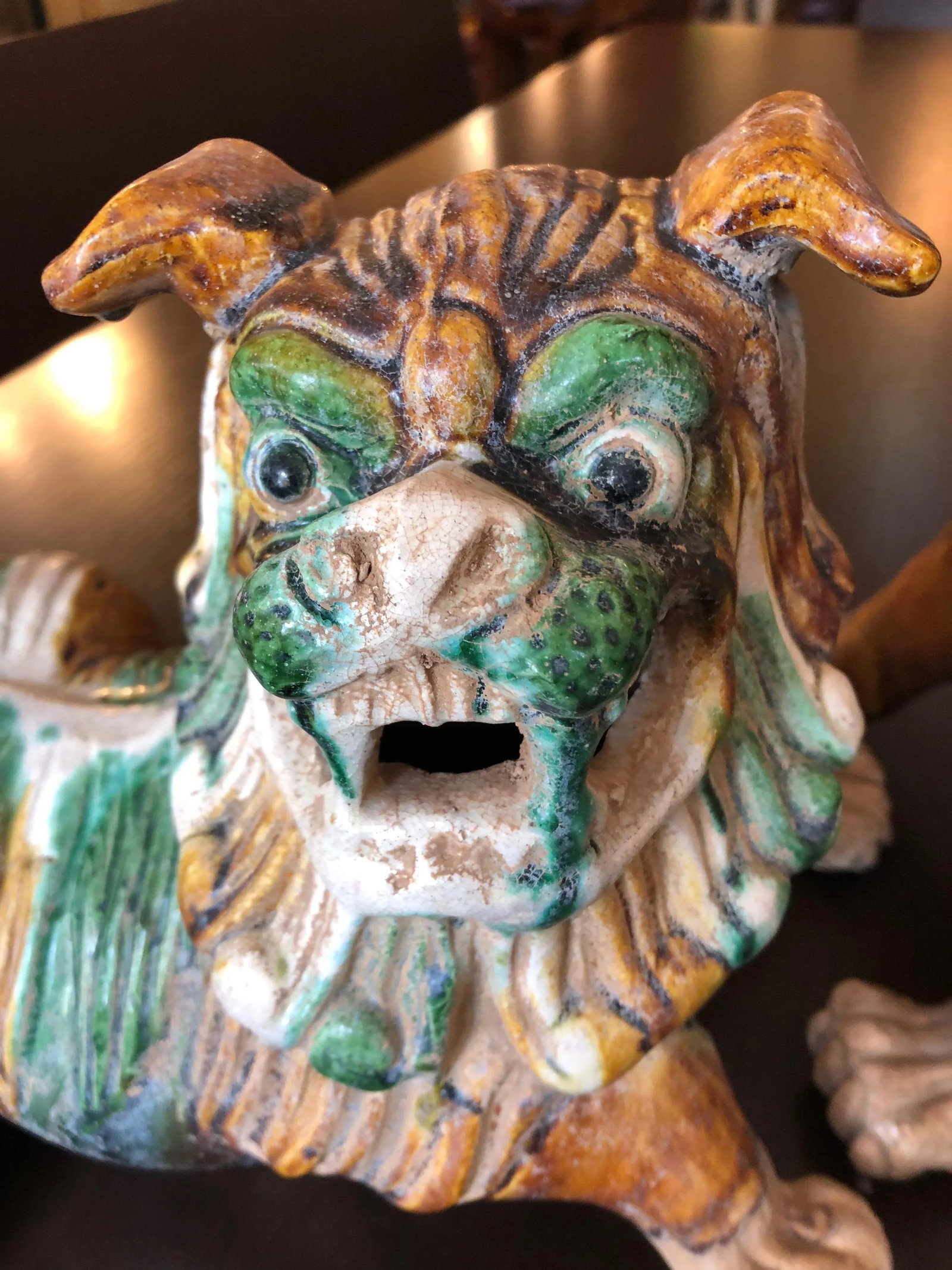 Striking Ceramic Chinese Foo Dogs Sculptures - a Pair - 4