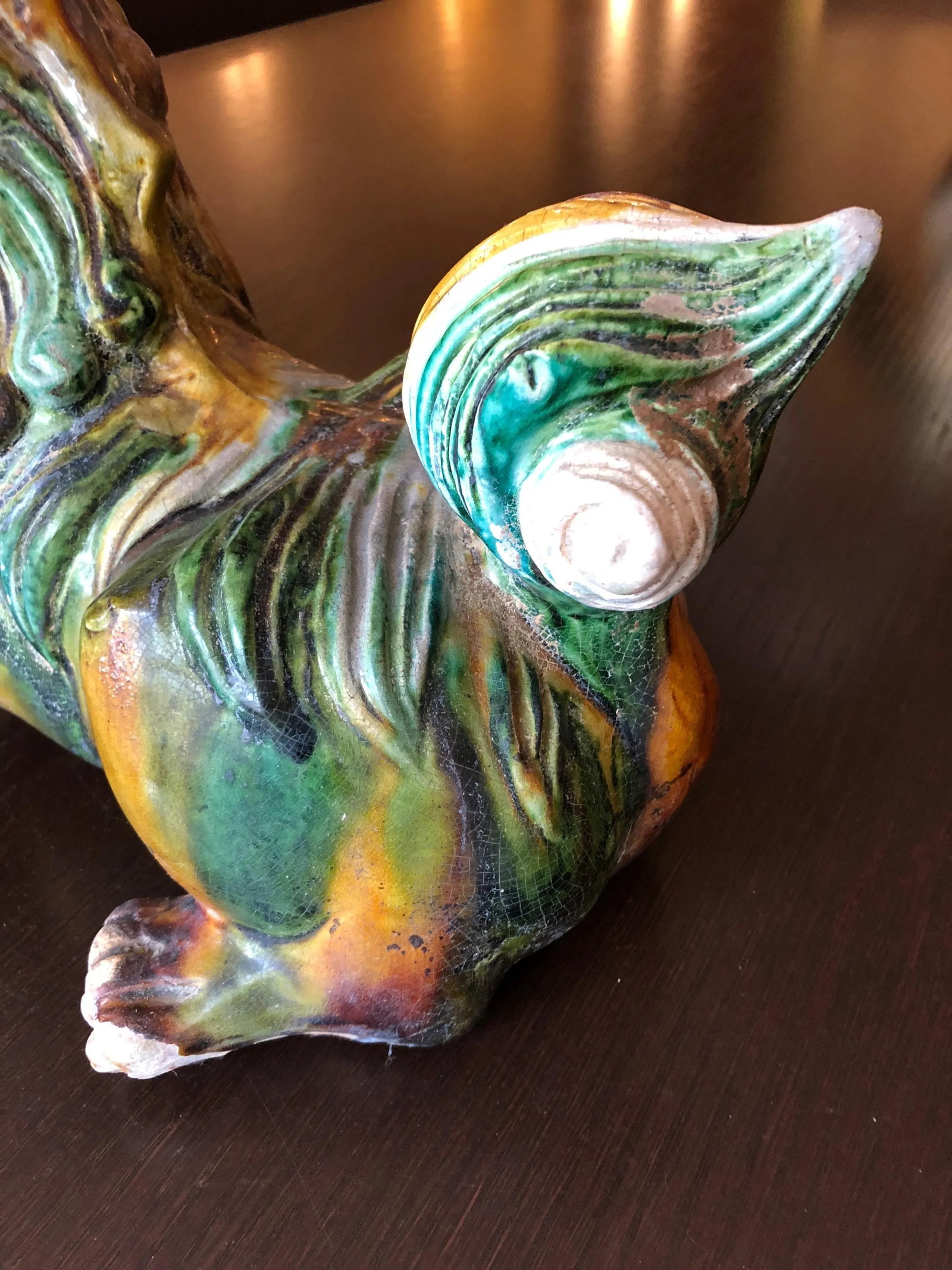 Striking Ceramic Chinese Foo Dogs Sculptures - a Pair - 5