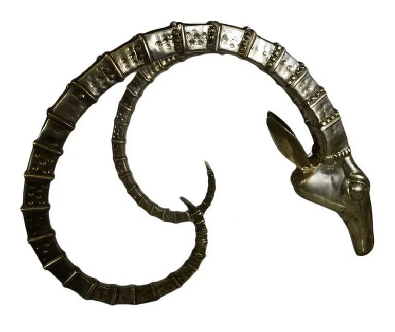 Silver Plated Bronze Detailed Antelope Head From 20th Century, Thailand - 4