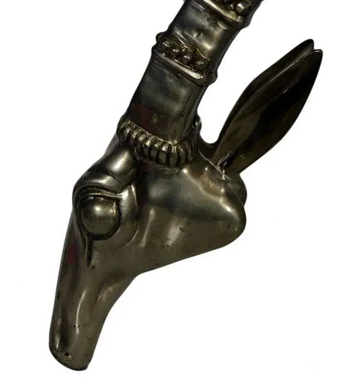 Silver Plated Bronze Detailed Antelope Head From 20th Century, Thailand - 5