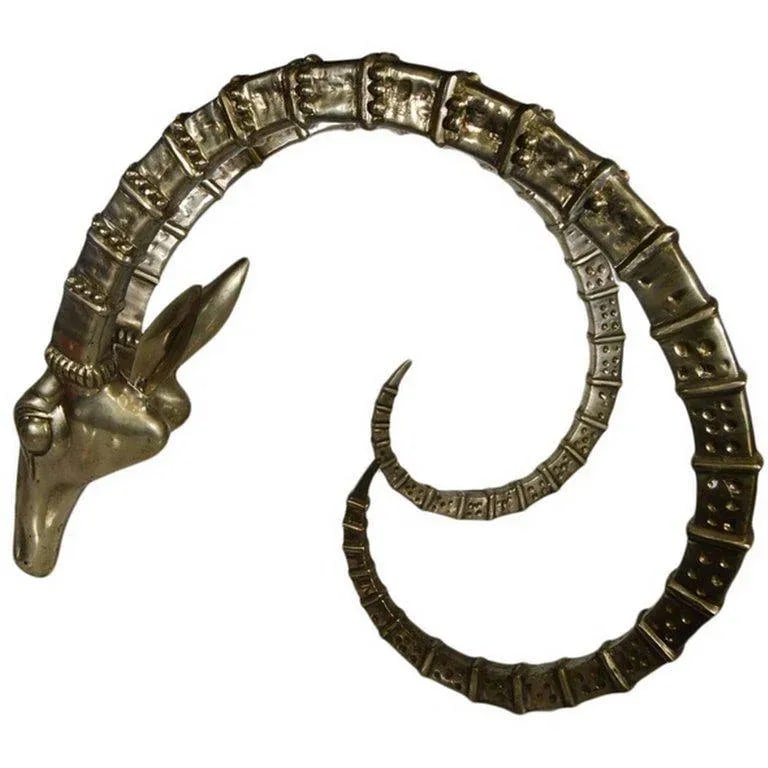 Silver Plated Bronze Detailed Antelope Head From 20th Century, Thailand - 8