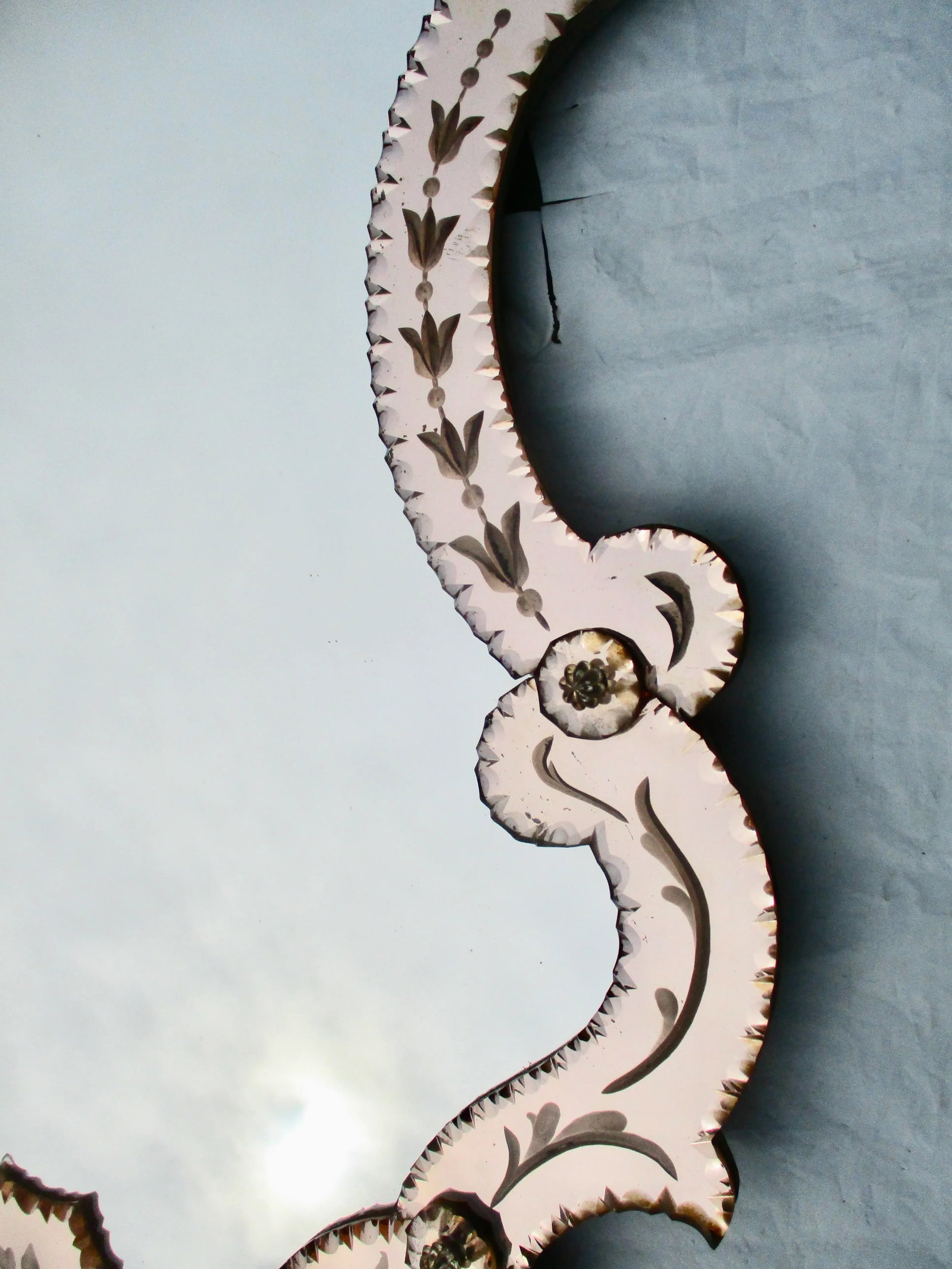 Vintage Murano Rose and Clear Wall Mirror Circa 60s - 5