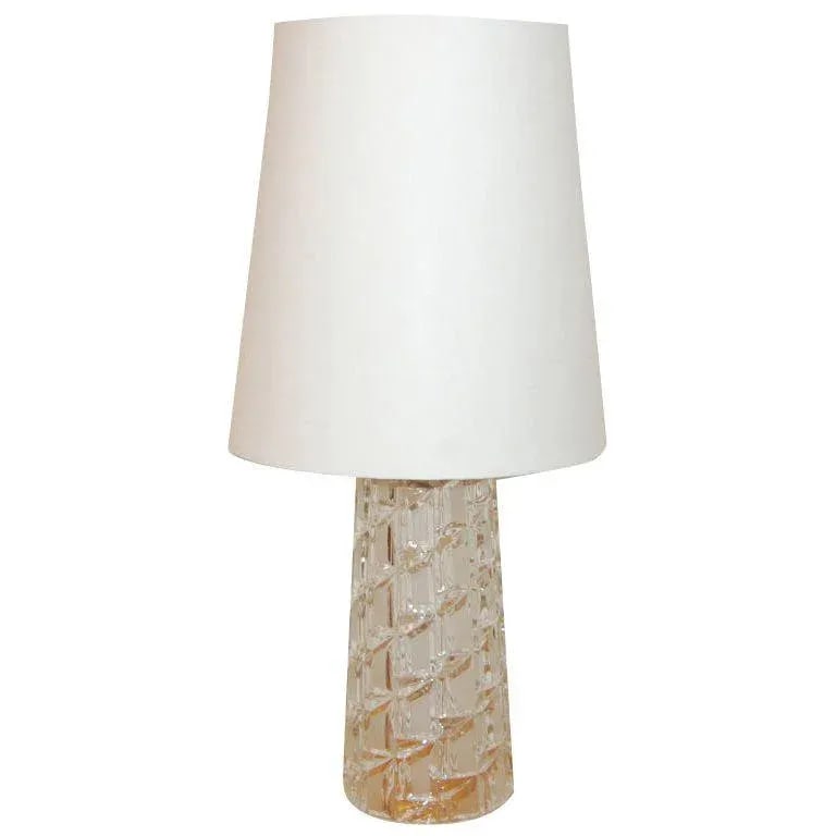 Vintage Swedish Cut Clear and Frosted Glass Table Lamp - 6