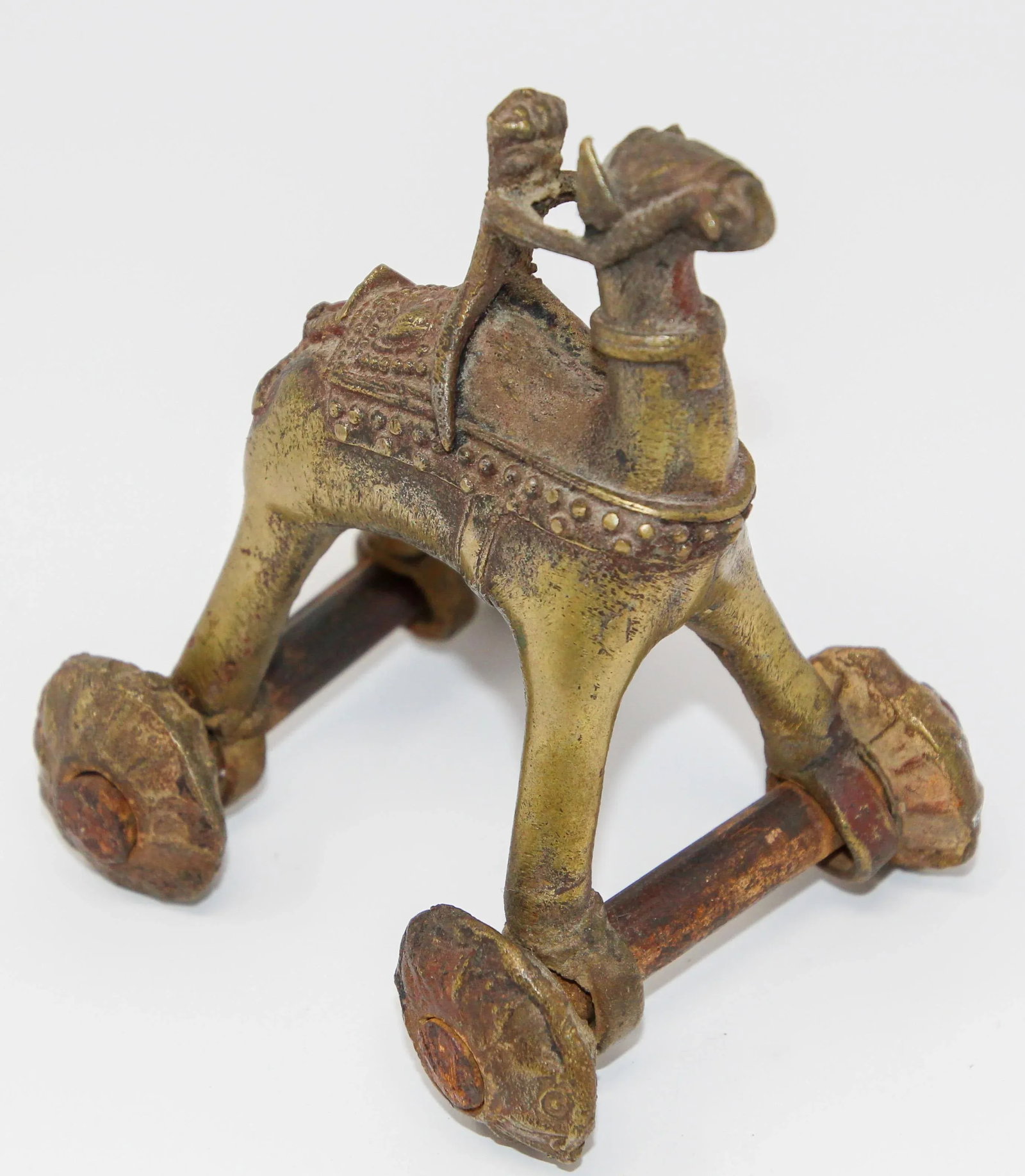 Antique Asian Hindu Bronze Temple Toy Camel on Wheels - 10