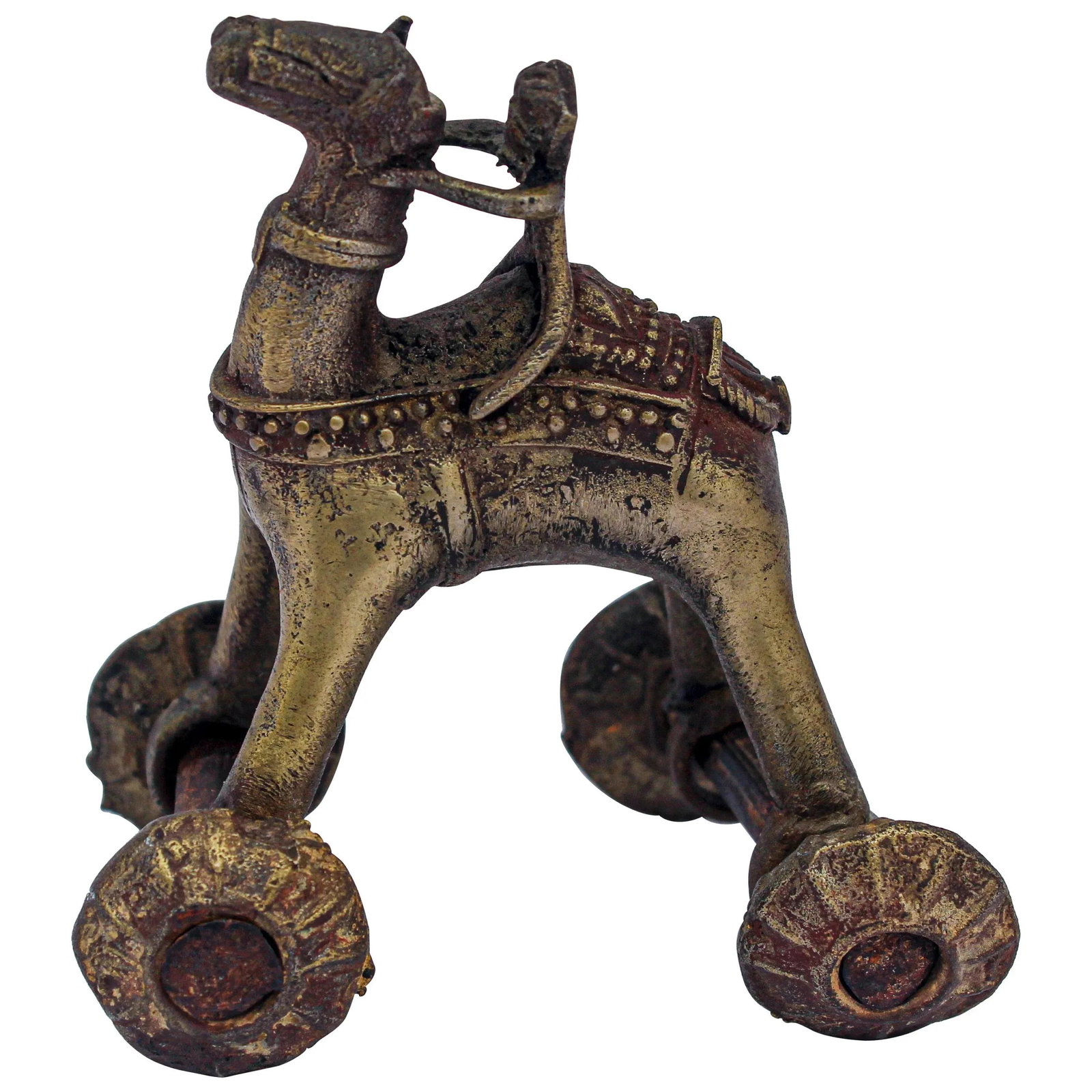 Antique Asian Hindu Bronze Temple Toy Camel on Wheels - 13
