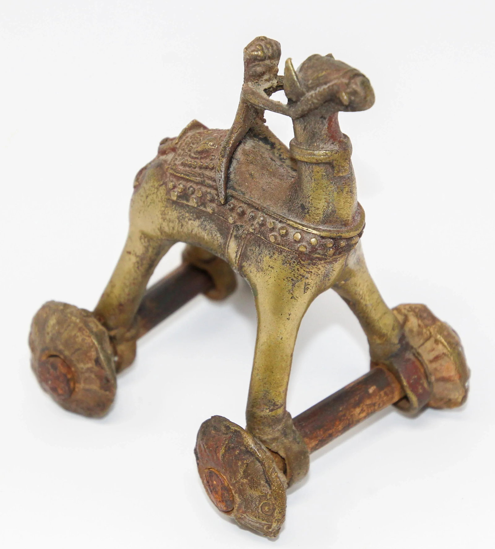 Antique Asian Hindu Bronze Temple Toy Camel on Wheels - 2