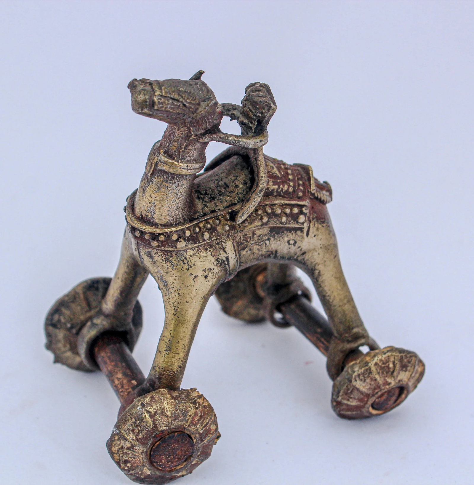 Antique Asian Hindu Bronze Temple Toy Camel on Wheels - 3