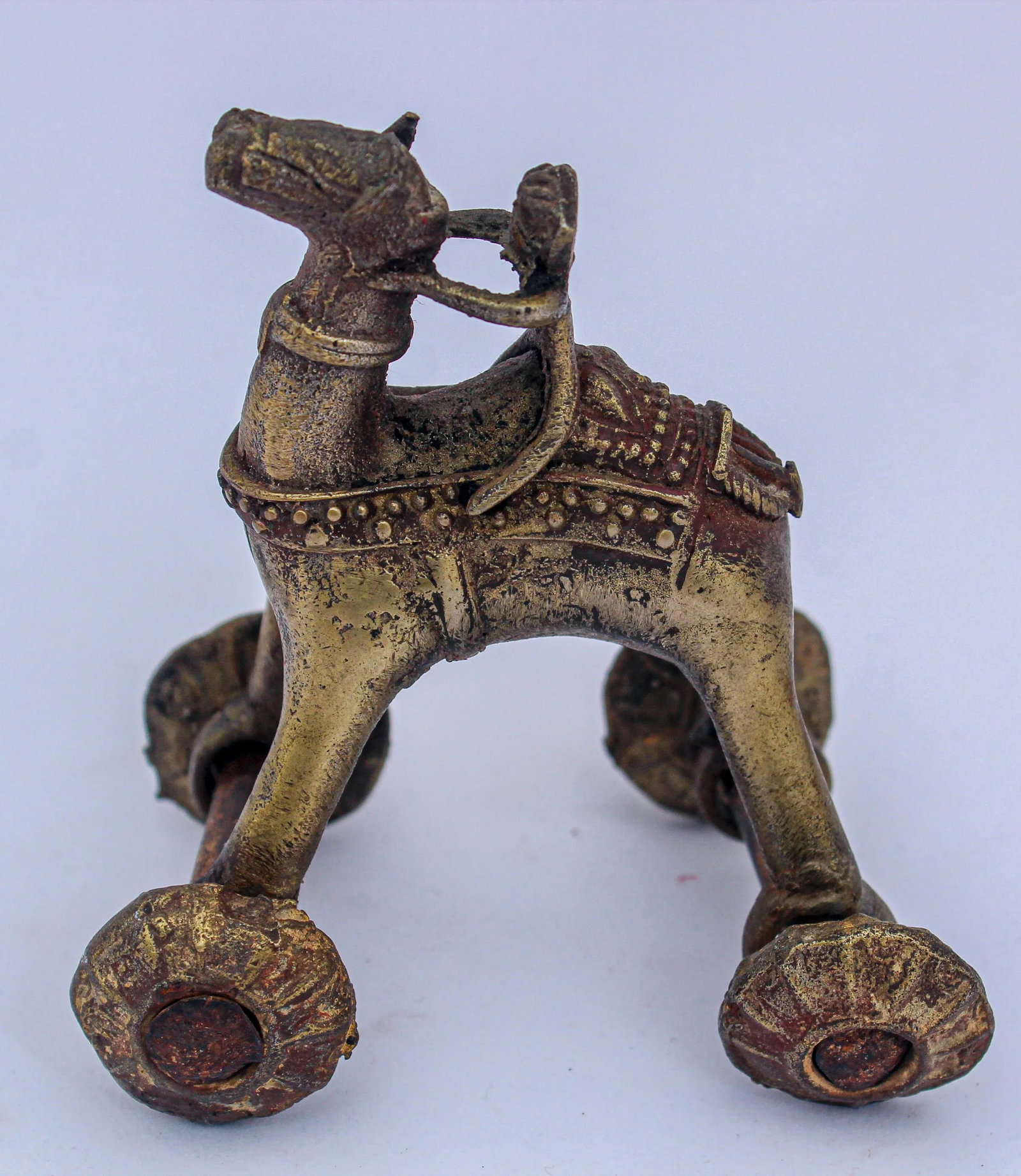 Antique Asian Hindu Bronze Temple Toy Camel on Wheels - 4