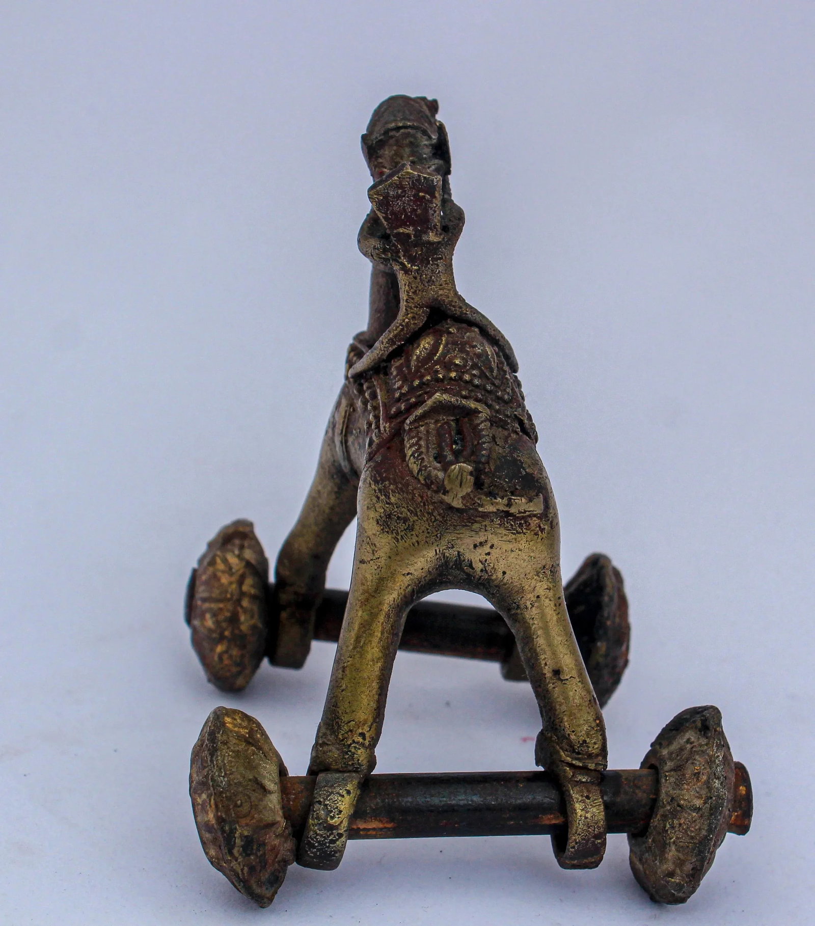 Antique Asian Hindu Bronze Temple Toy Camel on Wheels - 5