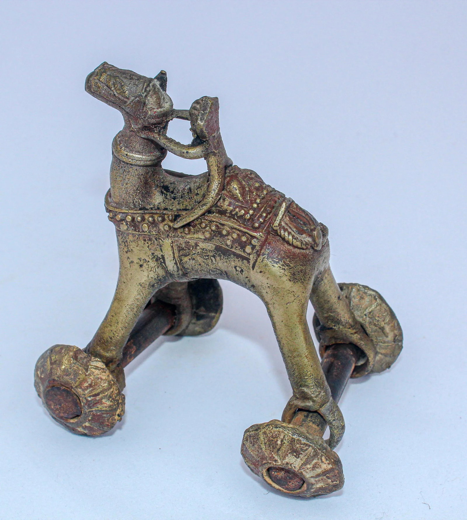 Antique Asian Hindu Bronze Temple Toy Camel on Wheels - 6
