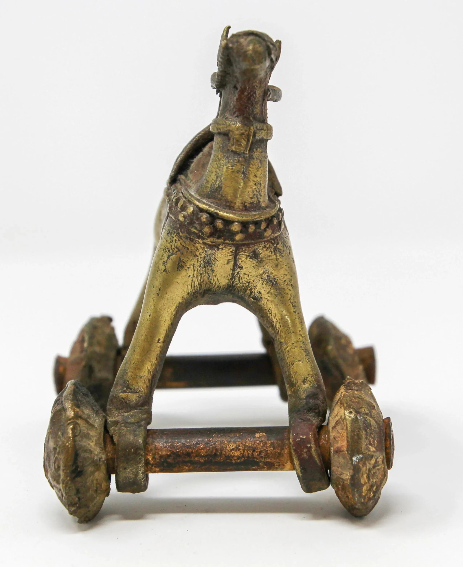 Antique Asian Hindu Bronze Temple Toy Camel on Wheels - 8