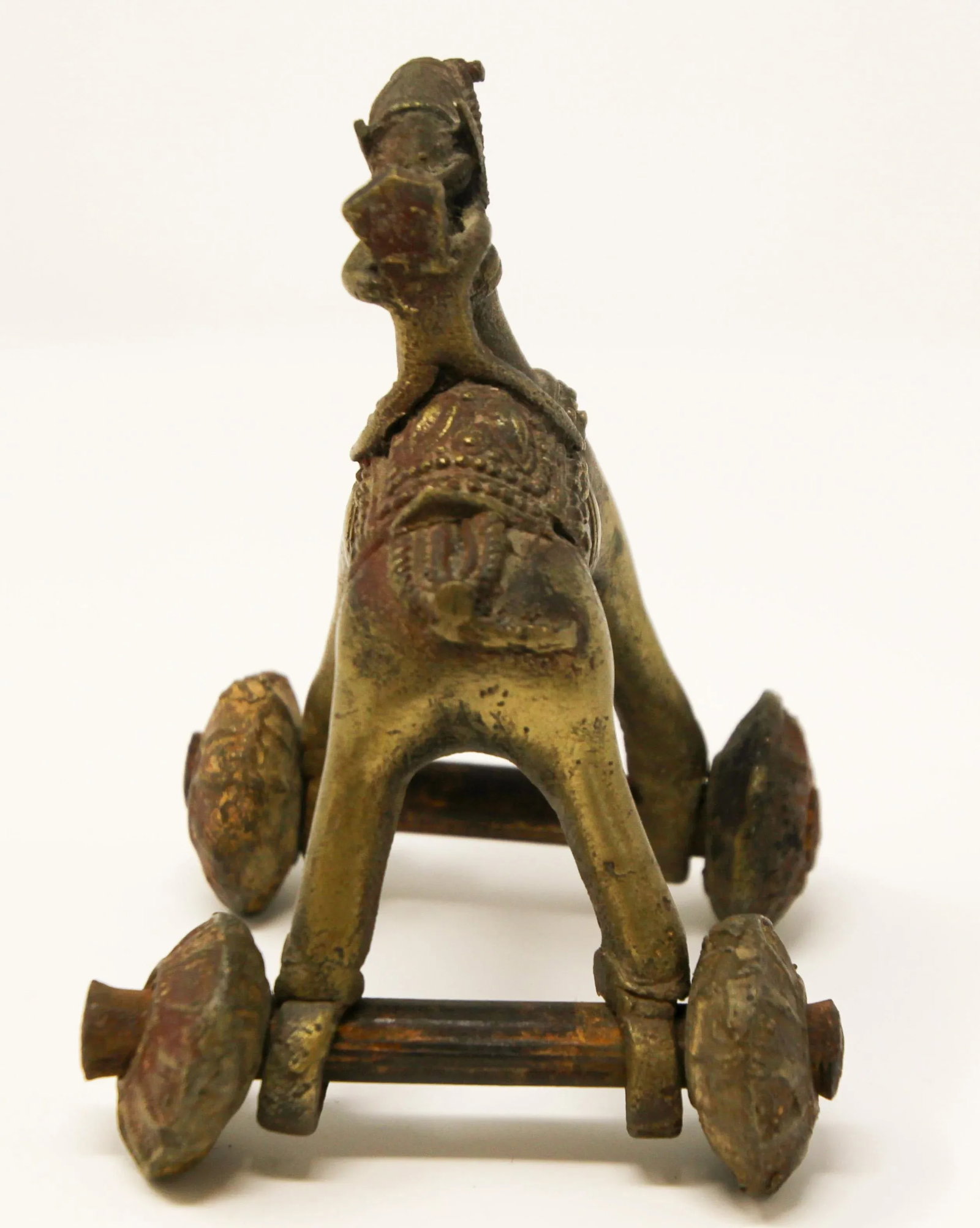 Antique Asian Hindu Bronze Temple Toy Camel on Wheels - 9