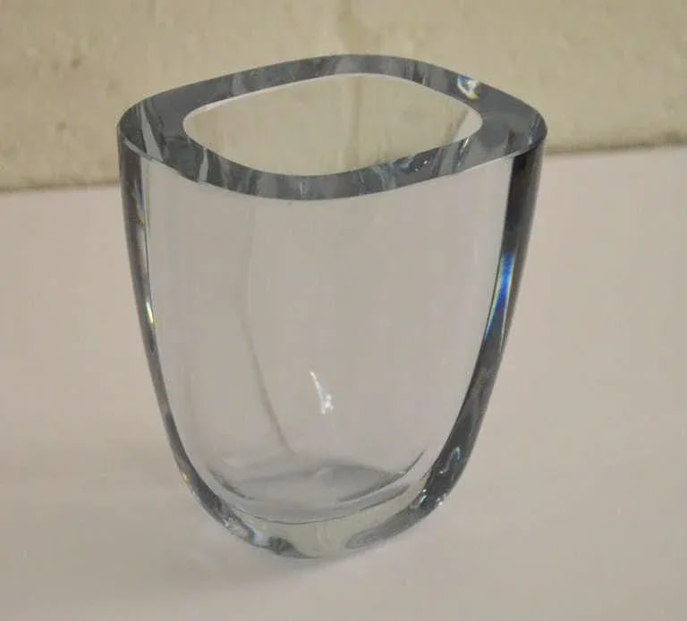 Strombergshyttan Mid-Century Art Glass Crystal Vase by Gerda Stromberg C. 1960 - 2