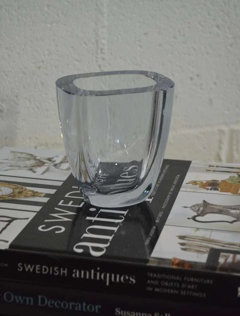 Strombergshyttan Mid-Century Art Glass Crystal Vase by Gerda Stromberg C. 1960 - 3
