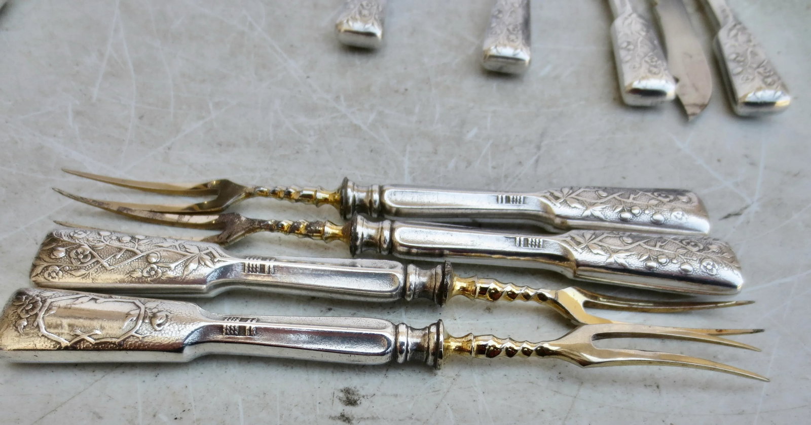 Silver Cocktail Knives and Forks -Set of 12 - 6